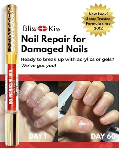 Bliss Kiss Simply Pure Cuticle Oil Pen, Fragrance Free, 1 Count | Jojoba-rich formula helps soften dry cuticles and condition brittle, peeling, breaking nails; 2 ml precision brush pen. thumbnail 2