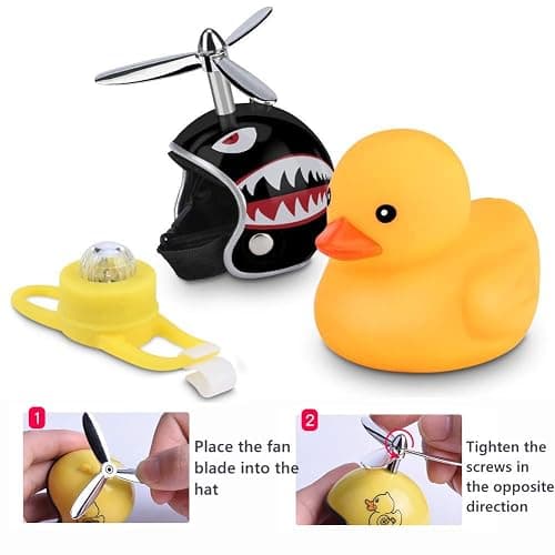 NEKRASH Duck Bike Bell, Rubber Duck Bicycle Accessories with LED Light, Cute Propeller Handlebar Bicycle Horns for Kids Toddler Children Adults Sport Outdoor thumbnail 6