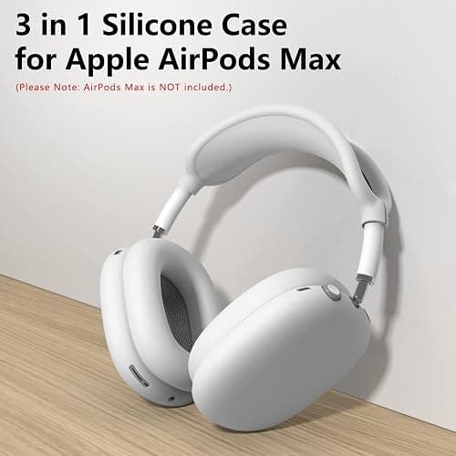 Silicone Case Cover for AirPods Max Headphones,Ear Pad Case Cover/Ear Cups Cover/Headband Cover for AirPods Max (USB-C/Lightning)(2024/2020),Accessories Silicone Protector for Apple AirPods Max, White thumbnail 2