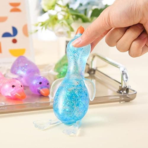 2 Pcs Glitter Cute Duck Squishy Sugar Stress Ball, Kawaii Squishy Stress Balls, Soft Slow Rising Sensory Fidget Toy, Ultra Soft Squeeze Ball for Anxiety Relief & Stress Relief, Ideal Desk Decor thumbnail 5