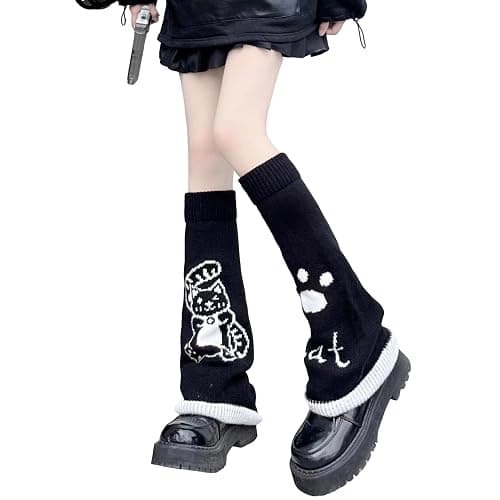 WODECASA Girls Kawaii Leg Warmers Knitted Flared Leg Sleeves Goth Crochet Baggy Cuff Ankle Heap Socks thumbnail 2