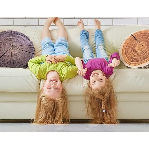 HYSEAS Decorative Round Throw Pillow, 3D Digital Print Comfortable Kids Funny Cute Wood Log Pillow Circle Seating Floor Cushion for Home, Couch, Sofa, Bedroom, Living Room Decor, Stump, 2 Pack thumbnail 5