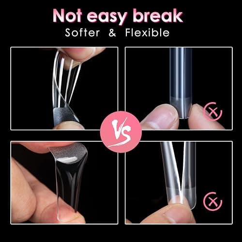 Ranrose Long Straight Nails Tips,240PCS Full Cover Soft Gel Nail Tips for Acrylic Nails Professional 12 Size Pre-shaped XXL Straight Shape False Nail Half Matte Fake Nail for Press On Nail Extensions thumbnail 5