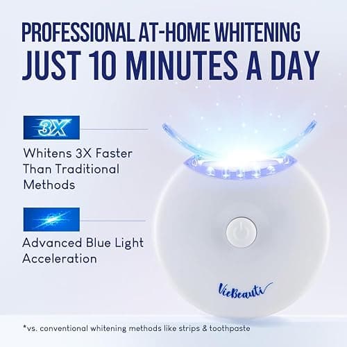 VieBeauti Teeth Whitening Kit with LED Light for Sensitive Teeth, 35% Carbamide Peroxide, Remineralizing Gel for Fast Results Mint thumbnail 3
