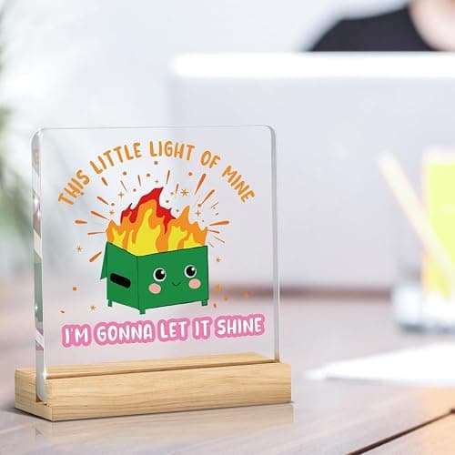 Dumpster Fire Desk Decor & Accessories - Funny Office Decor, Acrylic Plaque for Home/Office Tabletop Shelf, Humor Office Gifts for Coworkers Women Men Boss Friend (Boss Day Work Appreciation) thumbnail 2