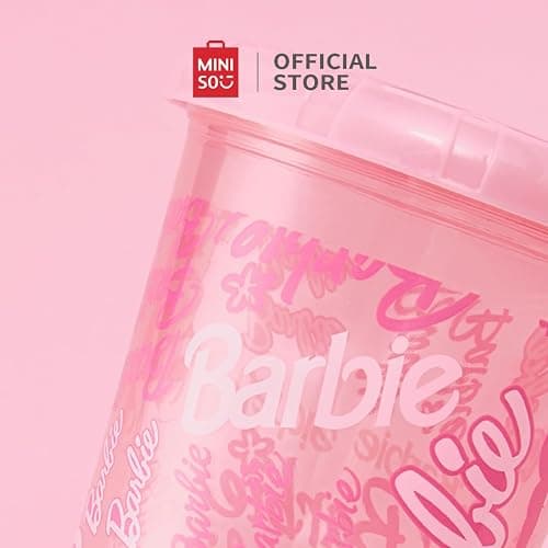 MINISO Barbie 16oz Iced Coffee Cups with Lids & Straws Set of 4 Reusable Plastic Tumblers BPA Free Cup for Cold Drinks, Milkshake, Smoothie, Juice, Water, Travel and Party Favors gift thumbnail 7