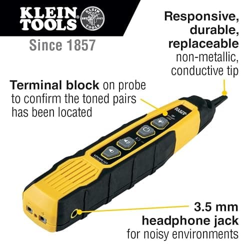 Klein Tools VDV500-820 Wire Tracer Tone Generator and Probe Kit Continuity Tester for Ethernet, Telephone, Speaker, Coax, Video, and Data Cables, RJ45, RJ11, RJ12 thumbnail 3