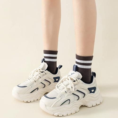 Digoon 6 Pairs Fashion Striped Athletic Socks for Women,Casual Cute Vintage Crew Socks,All Season Socks for Women thumbnail 4
