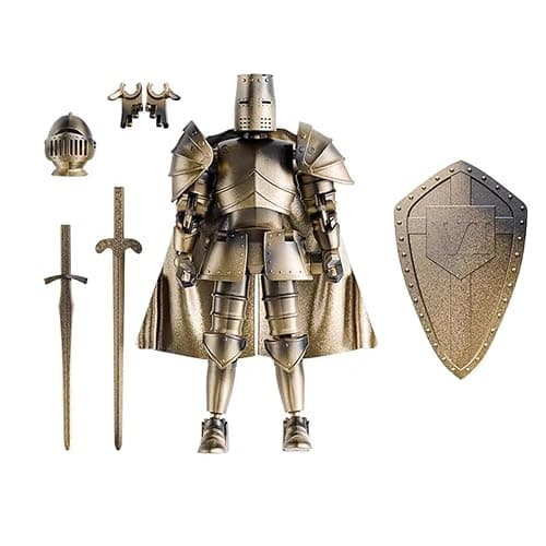 Osmanthus bloom Medieval Action Figures,Knight Armor Action Figure,Multi-Jointed Movable Robot Mannequin T13,Dummy 13 Action Figure(Assembly Required) (A-Golden) - Image 1