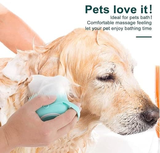 Pet Bath Massage Brush Puppy Dog Cat Grooming Cleaning Soft (Blue) thumbnail 3