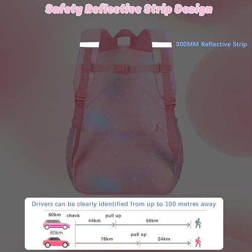 Aedcbaide School Bags for Girls with Stationery Set, Refrigerator Door Kids Backpack Rucksack for Primary School, Lightweight Pink School Bag for 8-10 Years Old - Pink - Girls thumbnail 7