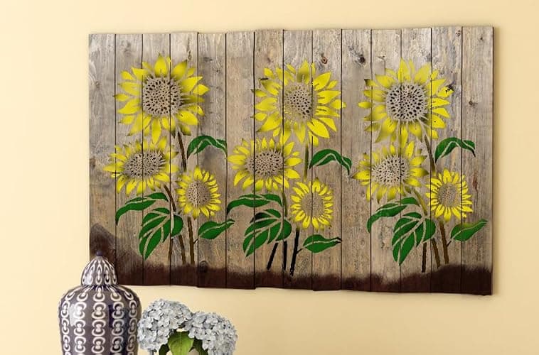 DLY LIFESTYLE Large Sunflower Stencil for Painting (12x15 Inches) - Flower Stencils for Crafts Reusable for Walls, Fabric, Furniture - Wall Stencil - Floral Stencils for Painting on Wood thumbnail 5