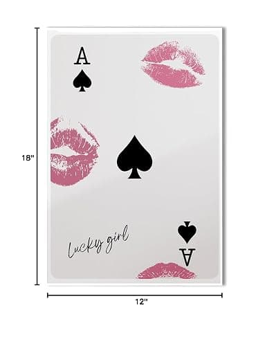 JODYCEBU Stylish Playing Cards Wall Canvas Art Ace of Spades Lucky You Poster Stylish Retro Wall Art Aesthetic Print Preppy Kiss Poster Wall Decor thumbnail 9