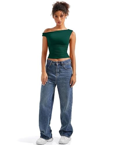 SUUKSESS Women Off Shoulder Tops Sleeveless Shirts Y2K Going Out Crop Tank Top thumbnail 6