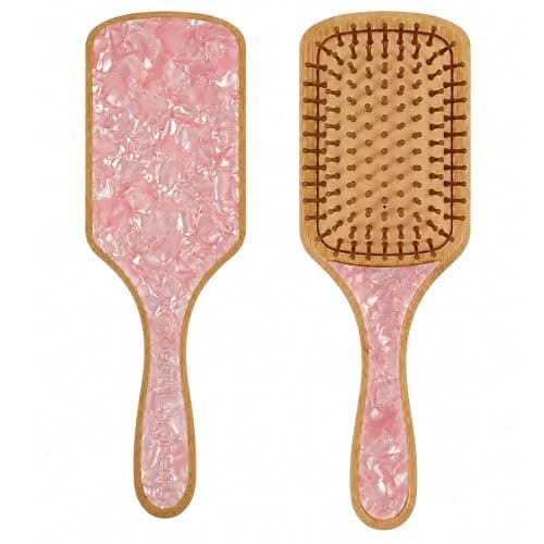 Roberta Lorenz Bamboo Paddle Hair Brush, Detangling & Anti-Static Hair Brush for Women, Frizz Control, Gentle on Wet & Dry Hair, Premium Wooden Brush (pink) - Image 1