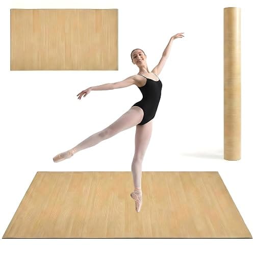 4x6Ft Portable Dance Floor Mat, 5mm Thick Marley Dance Floor | Natural Wood-Colored Vinyl, Shock-Absorbing, for Ballet, Jazz, and Pop Dance, Suitable for Home, Studio, or Practice - Image 1