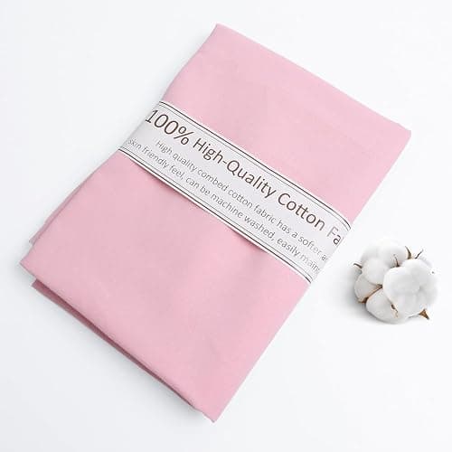 FFPDYBEST Candy Pink Cotton Fabric, Natural 100% Cotton Poplin Fabric by The Yard 59 Inches Wide Lining Fabric for Sewing Apparel Cloth Soft Embroidery Quilting, 3 Yard - Image 1