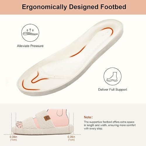 LongBay Slippers for Women Memory Foam Open Toe Slide Indoor House Shoes Slip On Bedroom Comfy Gift thumbnail 4