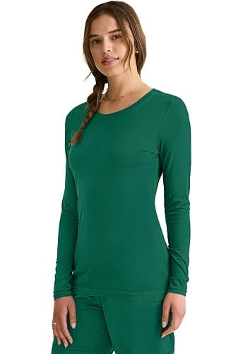 Healing Hands Women's Underscrub Soft Knit Melissa Longsleeve Scrub Tee with Breathable & Easy Care Fabric 5047 - X-Small - Hunter thumbnail 4
