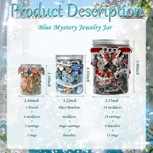 SMUOBT Mystery Jewelry Jar Bundle - 40-45 Piece Surprise Jewelry Box for Women,Gift Set (Necklace, Earrings, Rings,Kracelet,Keychain, Hair Clip) - Unique Birthday Gift for Her, thumbnail 6