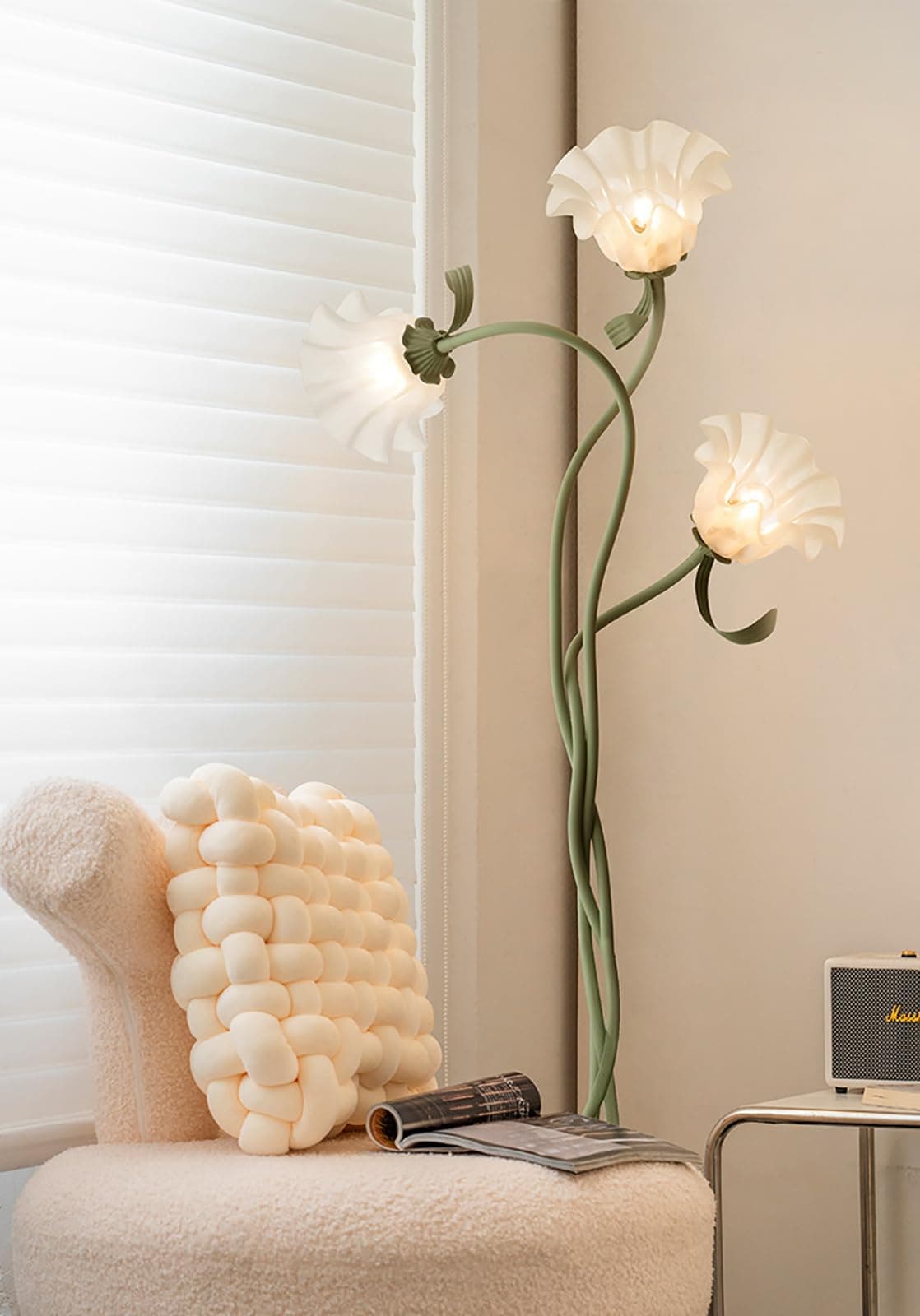 Vintage Flower Floor Lamp, High 170 cm, 3 Colour Modes, Flexible Neck, DIY Modern Corner Standing Lamp, Green thumbnail 4