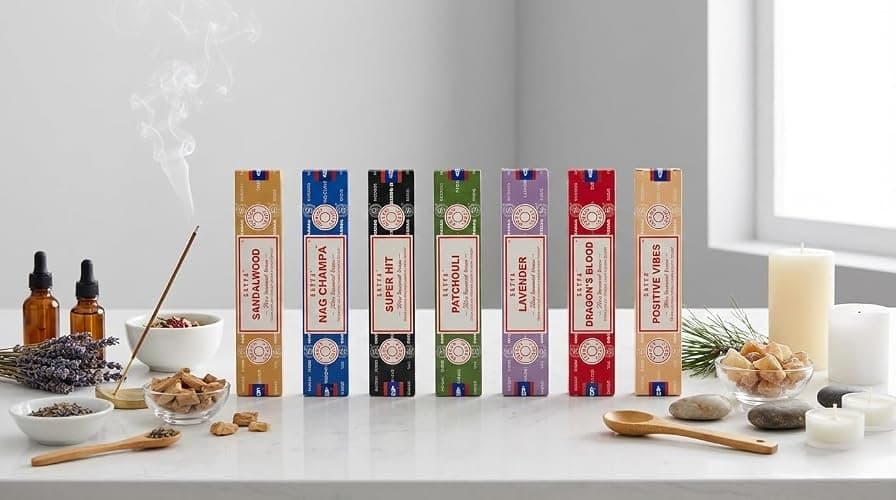 Satya Incense Gift Set Nag Champa, Super hit, Dragon's Blood, Sandalwood, Patchouli, Lavender, Positive Vibes, 15 g thumbnail 5
