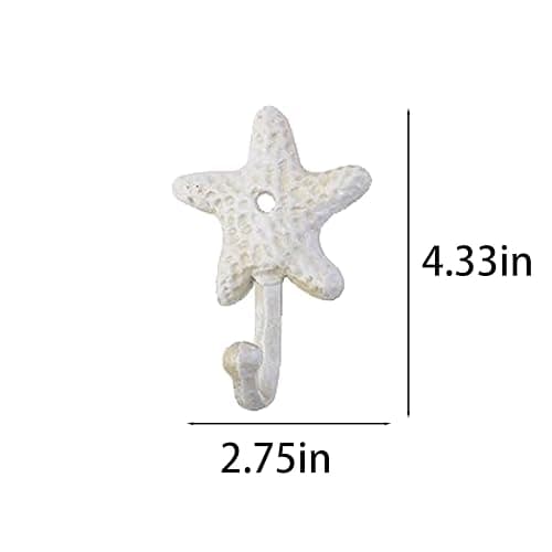 Cast Iron Wall Hooks Set of 3, Coastal Beach Towel Hooks for Bathroom | Durable cast iron wall hooks with coastal design for hanging towels, coats, and hats, adding seaside style to your home. thumbnail 3