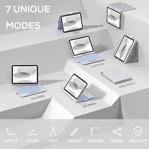 typecase Touch iPad 11th 10th Generation Case with Keyboard (11" 2025, A16 & 10.9" 2022) – 360° Rotatable, 11-Color Backlit, Multi-Touch Trackpad, Pencil Holder, Thin & Light – Silver thumbnail 7