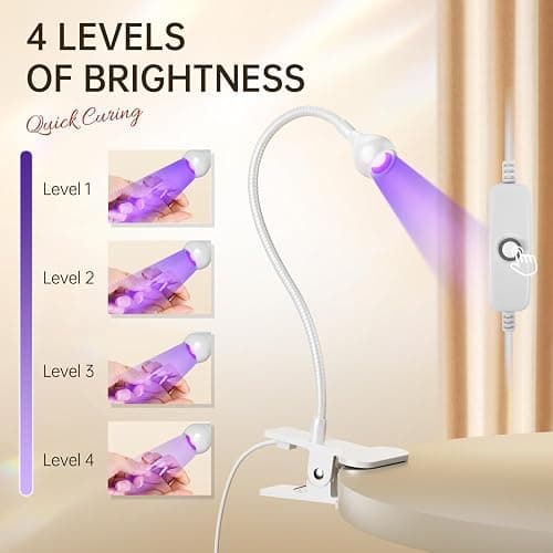 AORAEM LED Nail Lamps 3W Flexible Gooseneck Lamp Quicky Dry Nail Manicure Dryer Gel Polish Curing Light Plug Play Portable Flash Cure Light for Gel Nails Home DIY Professional Nail Tools White thumbnail 4
