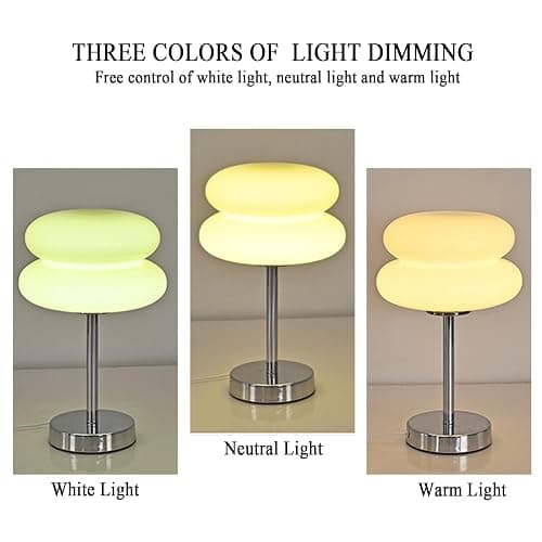ASMSW Modern Small Table Lamp Dimmable Bedside Lamp 7W Cute Egg Tart Nightstand Lamp Table Light Fixture Simple Style Led Desk Lamp for Bedside Bedroom Living Room thumbnail 5