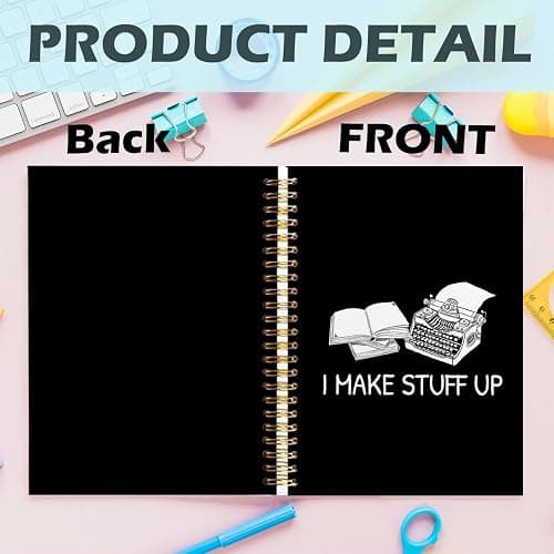 Yhtrg Funny Writer Spiral Notebooks, Gifts for Writers Journal Notebook, Authors Gifts Journals for Writing, I Make Stuff Up Humorous Typist Novelist Notebook for Note Taking, 5.5x8.3 Inch thumbnail 3