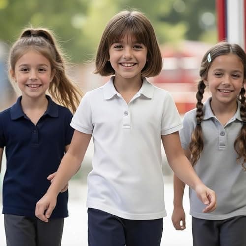 INGEAR Girls Short Sleeve Polo Shirt 2-Pack - School Uniform, Casual Wear, Moisture-Wicking, Breathable, Sizes 4-16 thumbnail 2