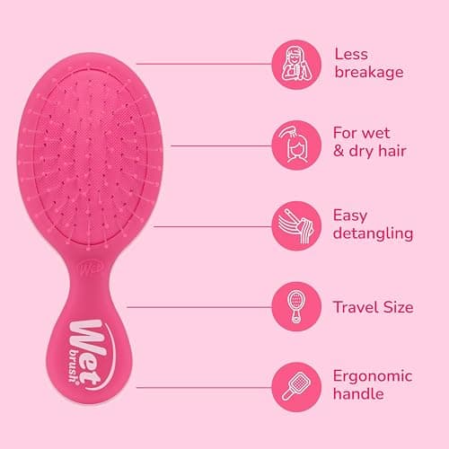 Wet Brush Mini Detangler Hair Brush, Pink Frost, Detangling Travel Hairbrush, Ultra-Soft IntelliFlex Bristles Glide Through Tangles with Ease, Pain-Free, All Hair Types thumbnail 4