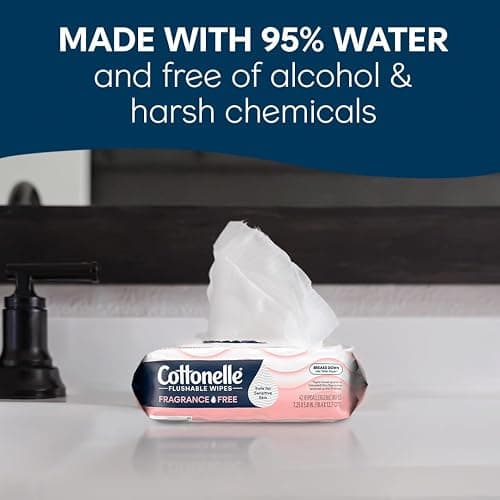 Cottonelle Fragrance Free Flushable Wet Wipes, Adult Wet Wipes, 8 Flip-Top Packs, 42 Wipes Per Pack thumbnail 3