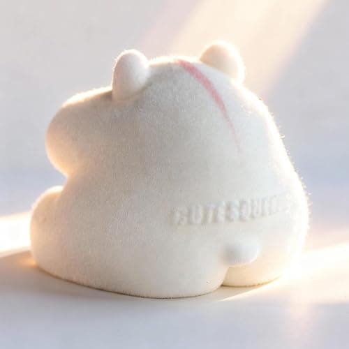 Handmade Taba Squishy Hamster Toy, Cute Squishy Stress Relief Fidget Toy | CUTE SQUEEZE Soft Non-toxic Silicone Butter Cheese Dumpling Squishy, Fuzzy Animal Sensory Toys for Kids Adults, White thumbnail 7