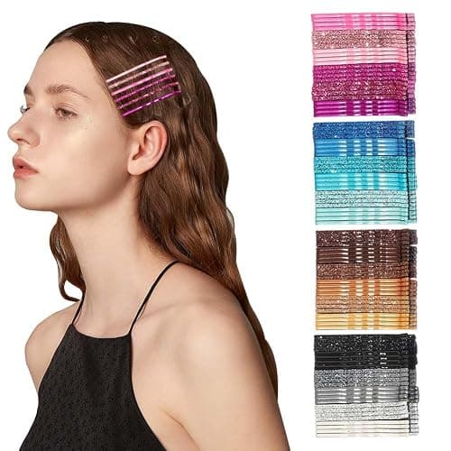 96PCS Colorful Fancy Hair Clips for Women Metal Glitter Bobby Pins Shiny Decorative Girls Hair Accessories for Thick Hair Bling Hairpins Hair Barrettes for Daily Wearing (Pink+Blue+Brown+Black) - Image 1