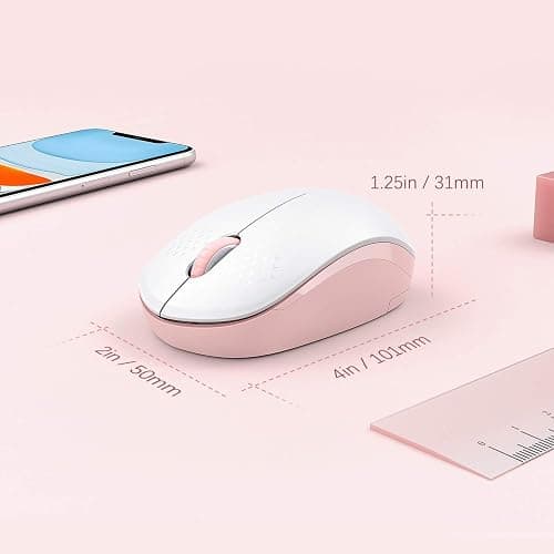seenda Wireless Mouse, 2.4G Noiseless Mouse with USB Receiver Portable Computer Mice for PC, Tablet, Laptop, Notebook - Pink & White thumbnail 6