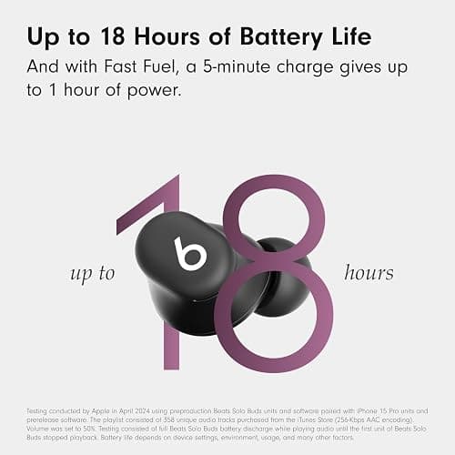 Beats Solo Buds - Wireless Bluetooth Earbuds | 18 Hours of Battery Life | Apple & Android Compatibility | Built-in Microphone - Matte Black thumbnail 5