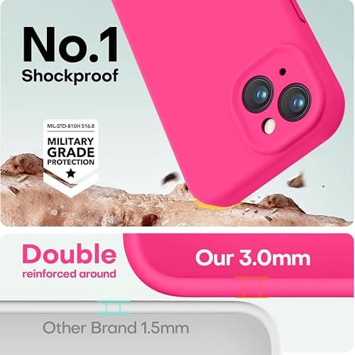 LOVE 3000 Designed for iPhone 14 Case, Premium Silicone with [Soft Anti-Scratch Microfiber Lining] Shockproof Protective Phone Case for Men Women Girls 6.1", Hot Pink thumbnail 4