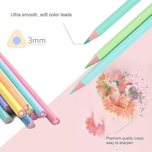 ECOTREE Macaron Colored Pencils, Soften Wood, Pastel Coloring for Adult and Kids, Art Supplies for School, Coloring, Drawing, Shading, Back to School Supplies, 12 Count thumbnail 6