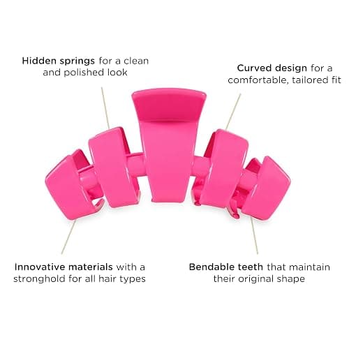 TELETIES - Large Hair Clip - For Thick to Super-Thick Hair - Strong Grip, Bendable Teeth, Comfortable Curved Design - For All Hair Textures - Tropical Punch thumbnail 4