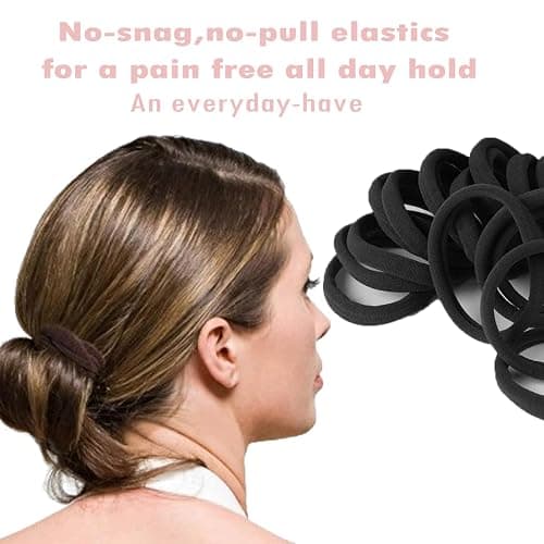 Vrose Flosi 20pcs Thick Seamless Hair Ties for Curly Heavy and Long Hair - Hair Elastics for Women Men Girls Big Pony tails Holders Updos & Braids For All Hair Types No Damage No Tangle & No Breakage thumbnail 4