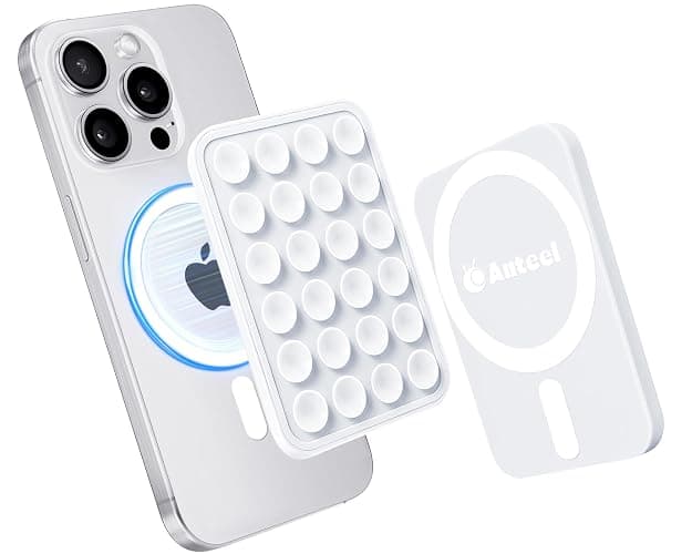 PKYAA Anteel Magnetic Suction Phone Mount for MagSafe Case, Silicone Grip Secure Mirror Shower Phone Holder for iPhone 12/13/14/15/16, Hands-Free Selfie/Video for TikTok Creator/Influencer (White) - Image 1