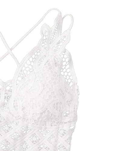 Floerns Women's Sexy Lace V Neck Criss Cross Back Bralette Crop Top thumbnail 4