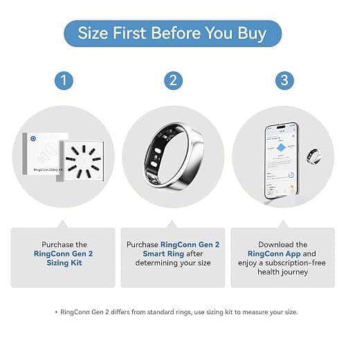 RingConn Gen 2, World’s First Smart Ring with Sleep Apnea Monitoring, No APP Subscription, 12-Day Battery Life, Stress/Heart Rate/Women's Health Tracker, Android & iOS Compatible (Silver, Size 6) thumbnail 2