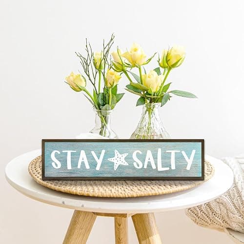 Beach Decoration, Funny Summer Decor Sign, Wall Decors Art, Ocean Coastal Home Decor for Living Room, Bathroom, Beach House Decoration, Framed Wooden Box Sign, Stay Salty Signs 17.8x4x1.2 inches 25 thumbnail 6