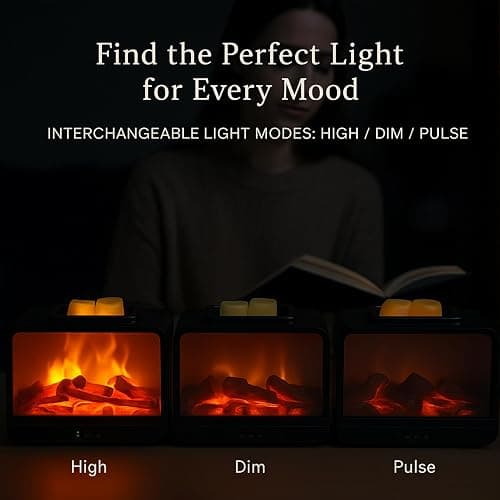 MeplLivs Dynamics Flame Fireplace Electric Wax Melt Warmer PTC Heating Plate Monochromatic Wax Burner Fragrance Wax Warmer for Home Office Gifts & Decor(Black) thumbnail 5