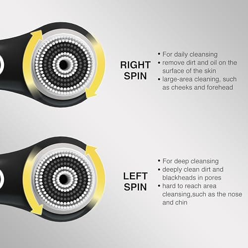 UMICKOO Face Scrubber Exfoliator, Rechargeable Facial Cleansing Brush with 2-Way Rotation & 3 Modes, 30-Day Runtime, 5 Brush Heads for SPA-Level Care, IPX7 Waterproof, Deep Cleaning for All Skin Types thumbnail 2