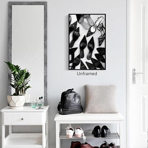 Nanxiwofee Black and White Fashion Canvas Wall Art, Vintage Luxury High Heels Aesthetic Poster, Chic Stockholm Style Shoes Picture, Trendy Girly Dorm Bedroom Funky Heels Print 12x16in Unframed thumbnail 2