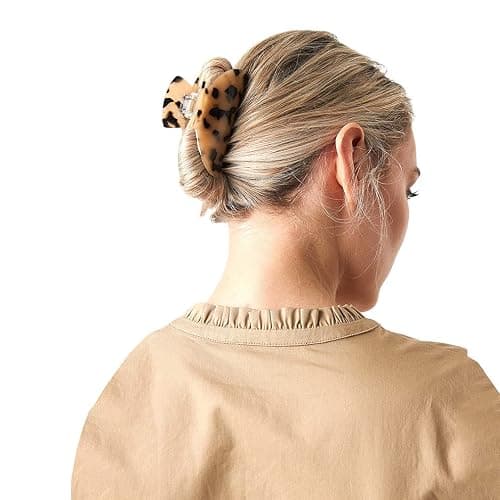 2PCS Hair Claw Banana Clips tortoise Barrettes Celluloid French Design Barrettes celluloid Leopard print Large Fashion Accessories for Women Girls thumbnail 3